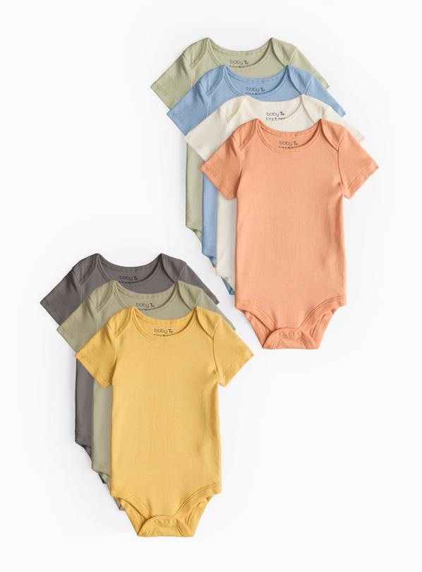 Plain Short Sleeve Bodysuits 7 pack  9-12 months